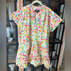 SALONI Shift dress Printed Ashley B mini geometric colorful embroidered vneck